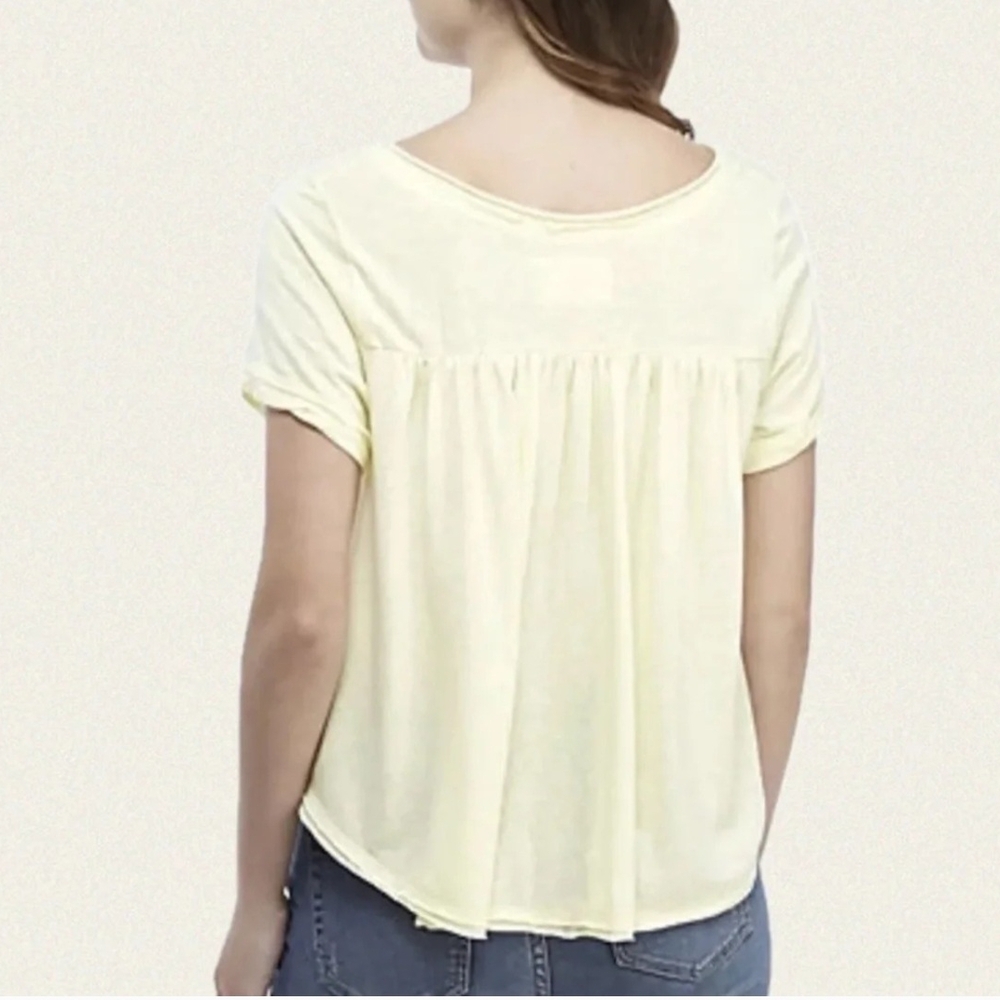 We The Free Soft Yellow V-Neck Short Sleeve Tee, Size Small - Picture 2 of 6
